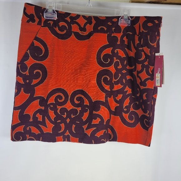 Merona Dresses & Skirts - NWT Merona Orange Black Scroll Print Mini Skirt Size 16 Fun Eye Catching